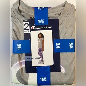 Champion Purple/Gray/Green Tee and Legging Set Girl’s 10/12